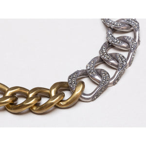 Vintage Lanvin Two-Tone Chain Necklace with Rhinestones