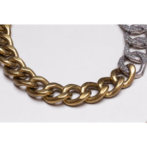 Vintage Lanvin Two-Tone Chain Necklace with Rhinestones