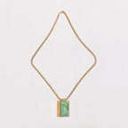 Vintage Lanvin Snake Chain Necklcae with Jade Pendant
