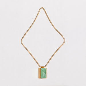 Vintage Lanvin Snake Chain Necklcae with Jade Pendant