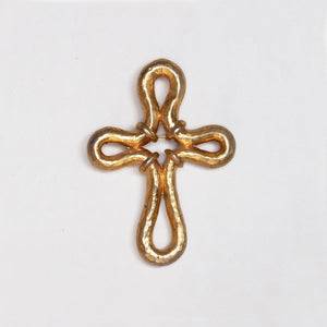 Vintage Alexis Lahellec Costume Gold Cross Brooch