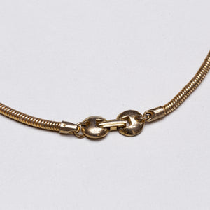 Vintage Trifari Gold Snake Chain Necklace with 'Teardrop' Pendant