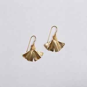 Brushed Gold Ginkgo Leaf Drop Earrings