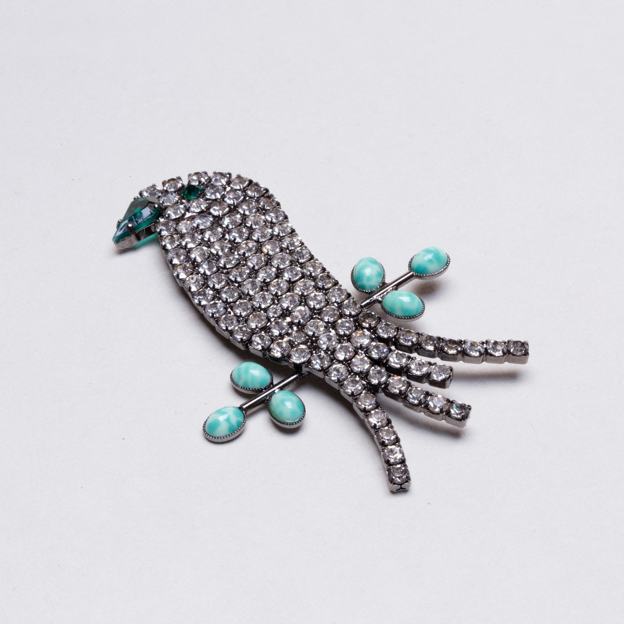 Vintage Armani Bird Brooch with Rhinstones