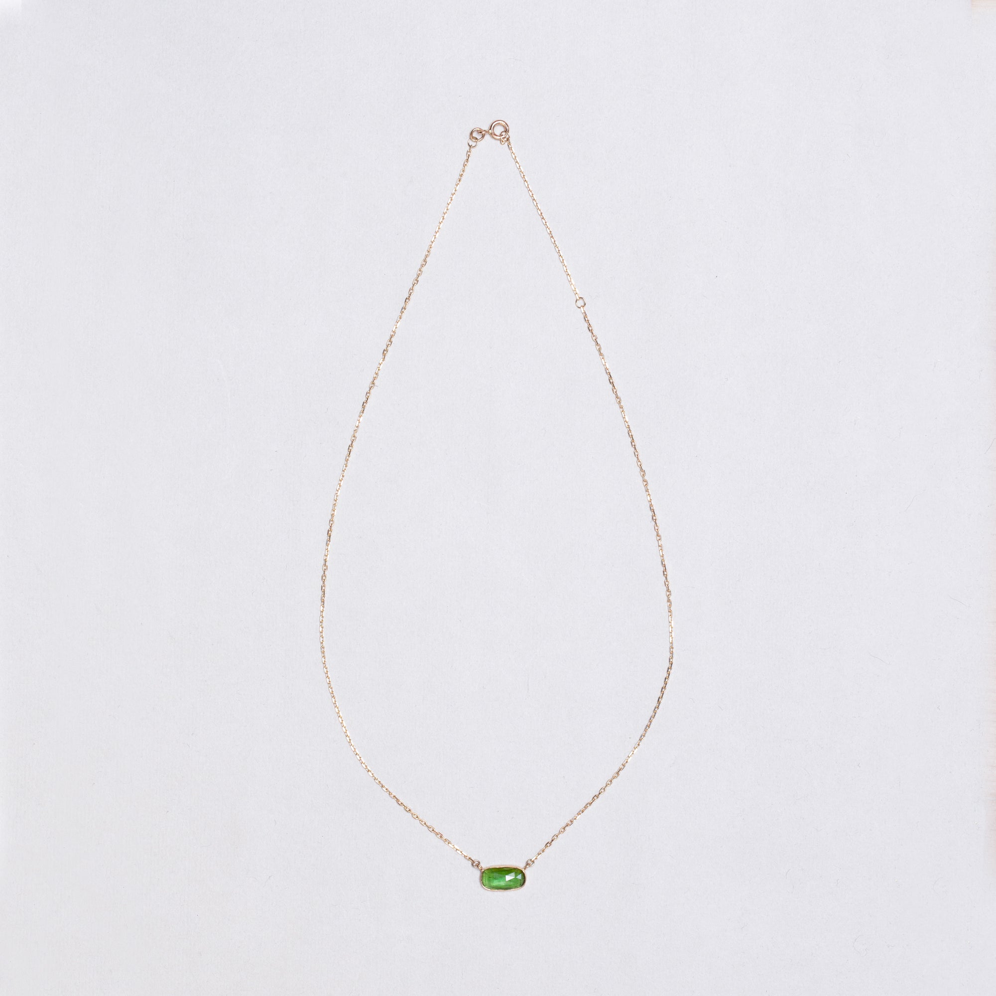 Gold Chain Necklace with Green Tourmaline