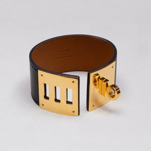 Vintage Hermes Kelly Dog Bracelet Black with Gold-plated Hardware