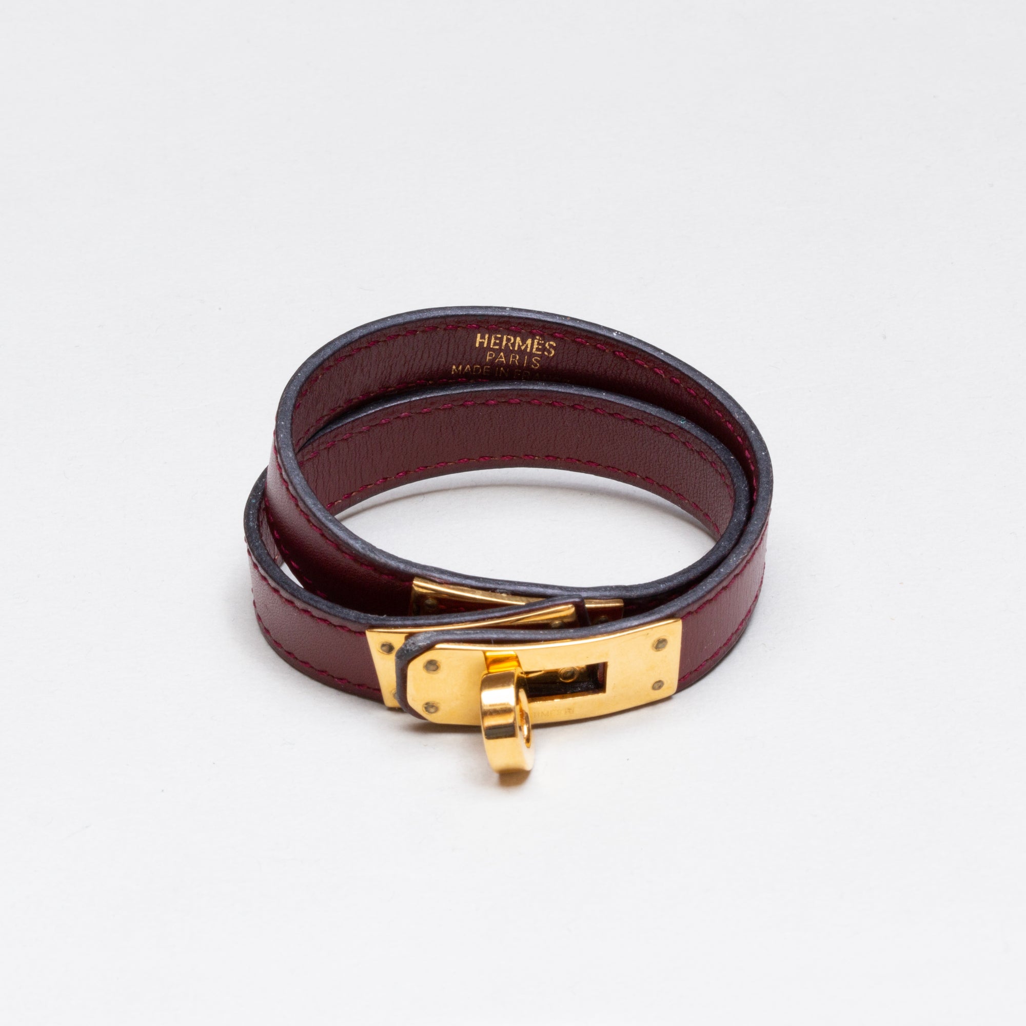 Vintage Hermes Kelly Double Tour Bracelet in Rouge H