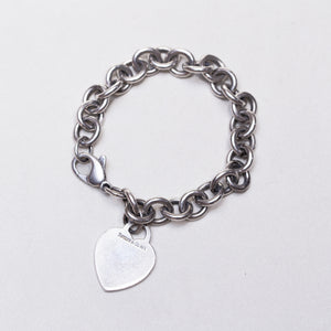 Vintage Tiffany & Co Sterling Silver Heart Pendant Bracelet