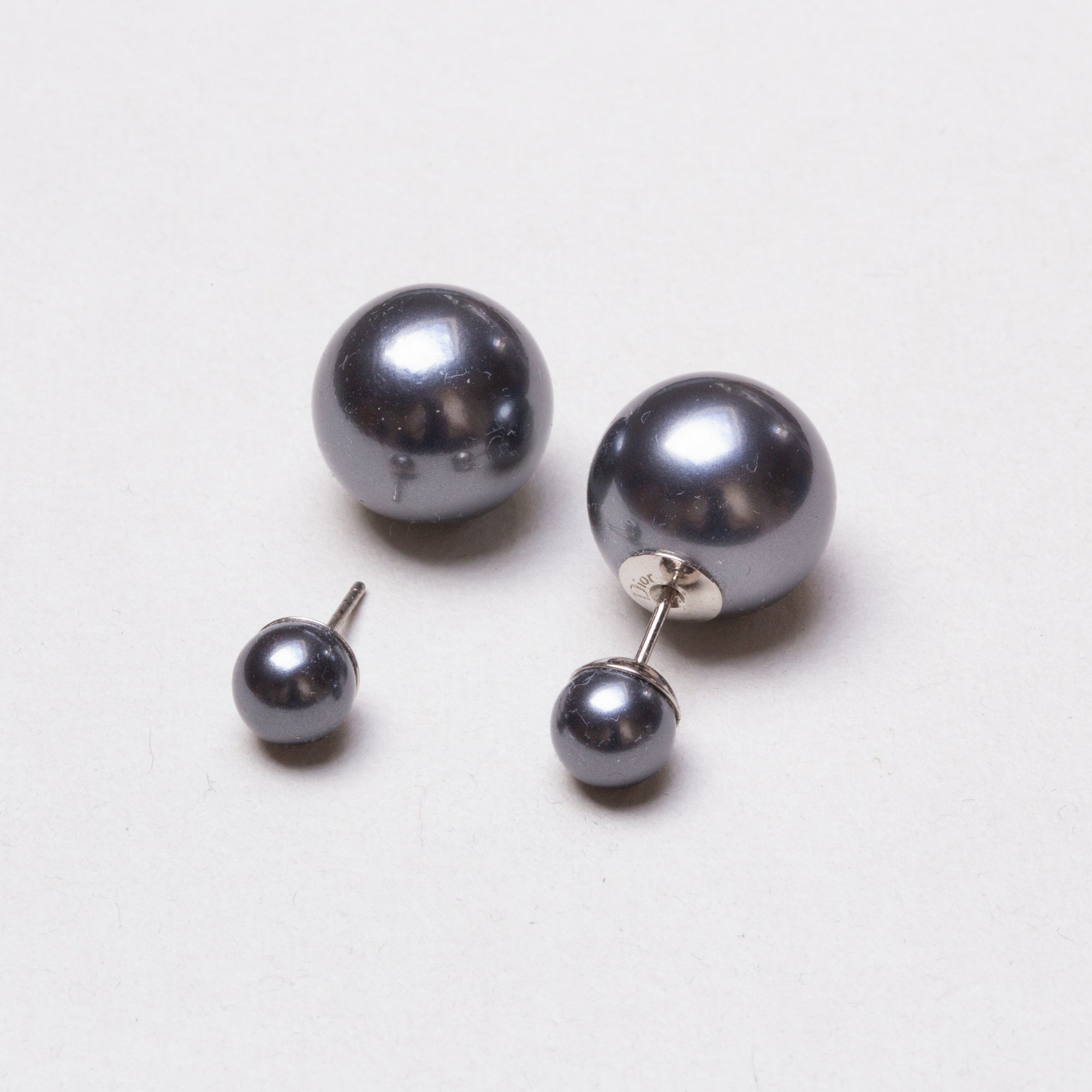 Vintage Dior Tribales Earrings with Grey Pearls