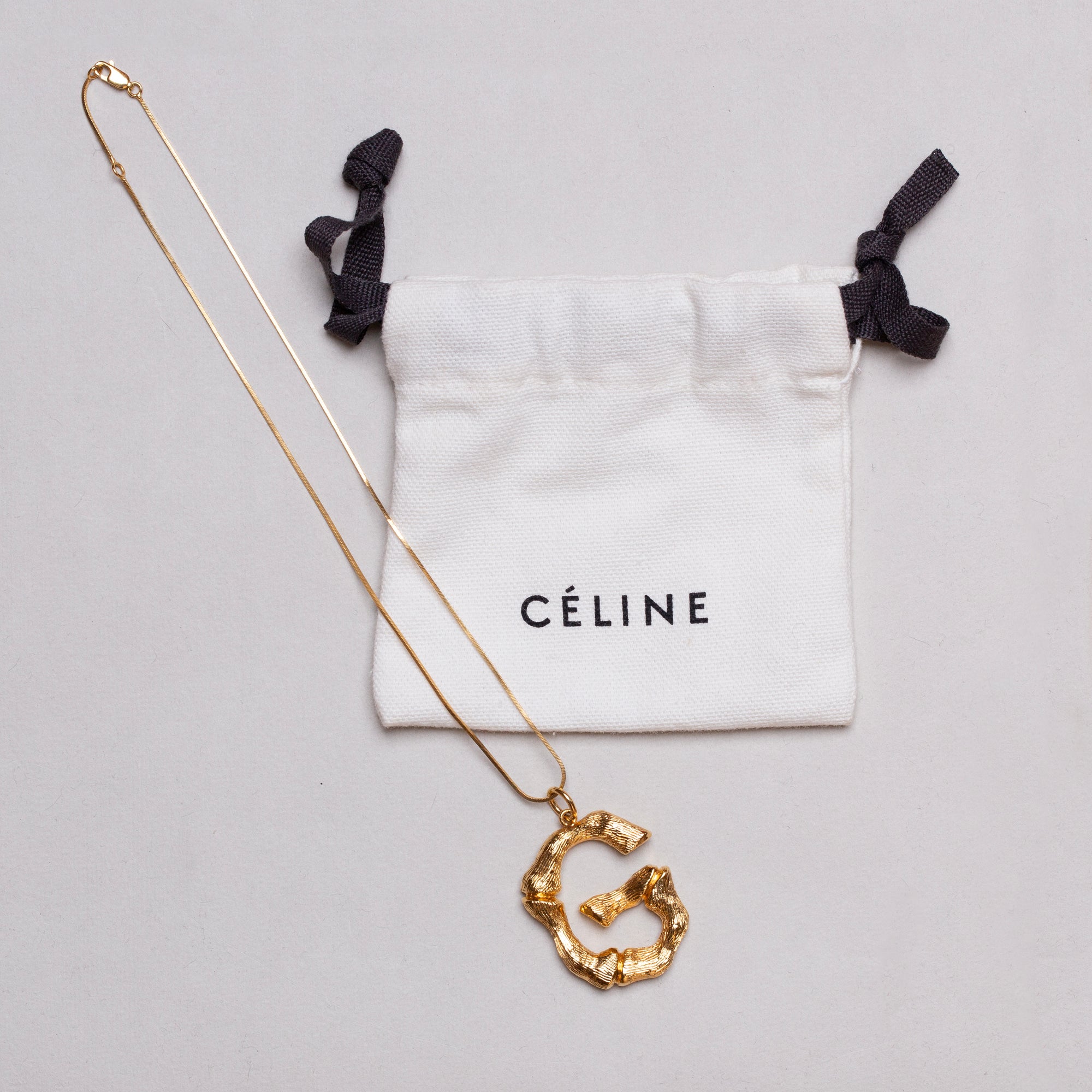 Vintage Celine Alphabet Pendant Necklace - G