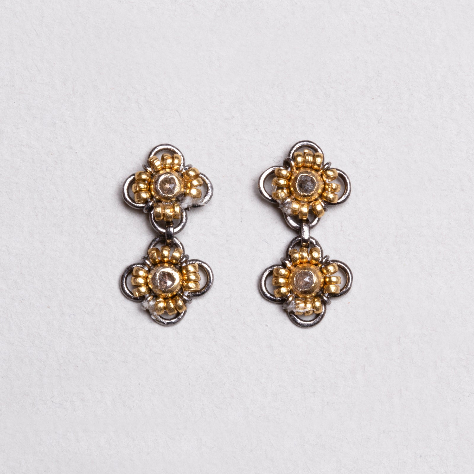 Frida Kahlo  Silver Double Flower Stud Earrings