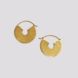 Vintage Celine Geometric Brass Hoop Earrings