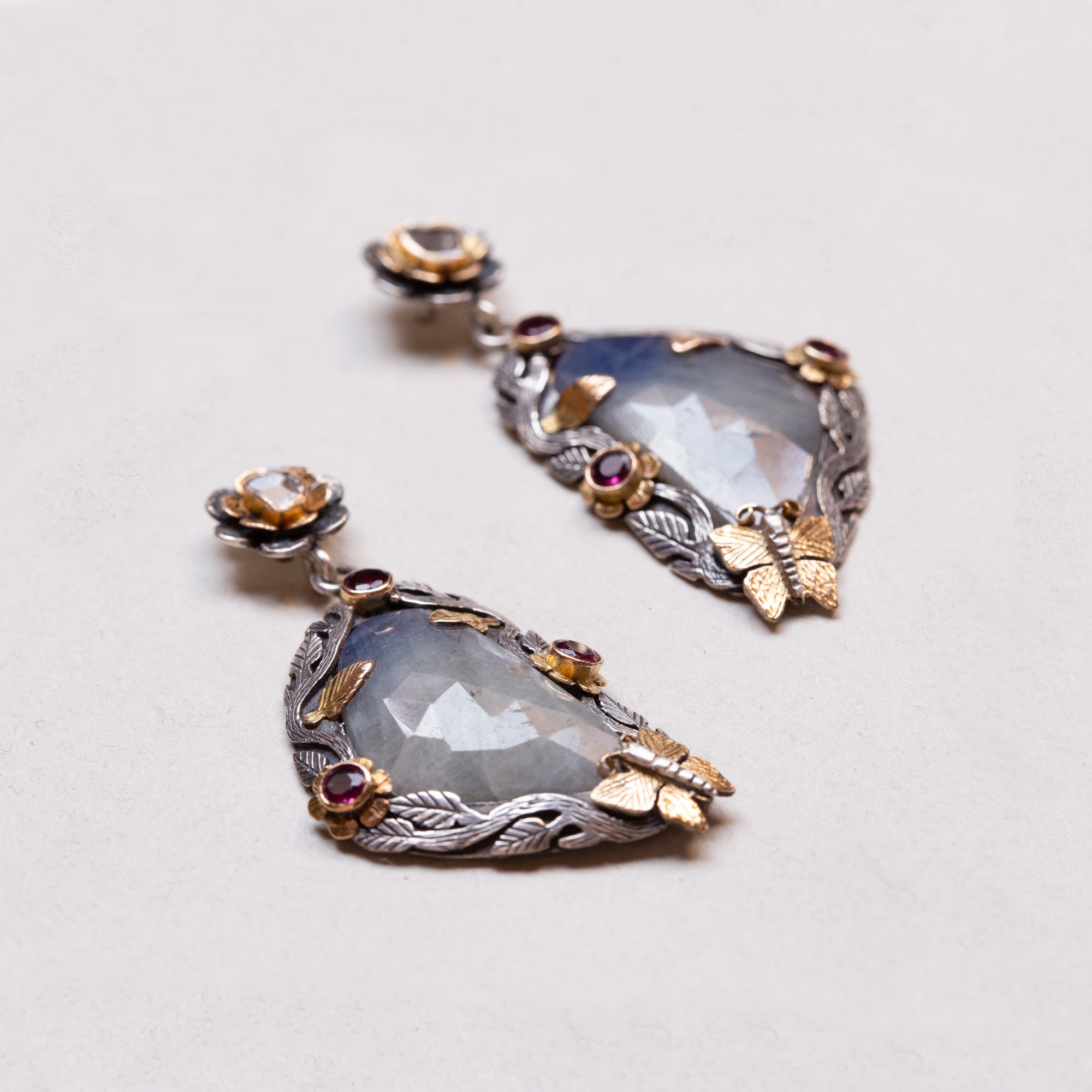 Sapphire Diamond Tourmaline Earrings