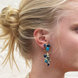Vintage Dior Blue Cabochon Drop Clip-On Earrings