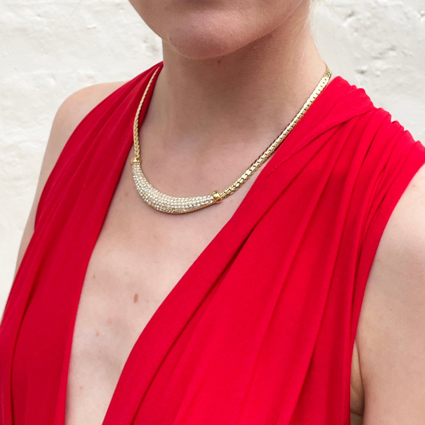 Vintage Christian Dior Pavé Rhinestone Collar Necklace