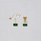 Gold-plated Earrings with Emerald