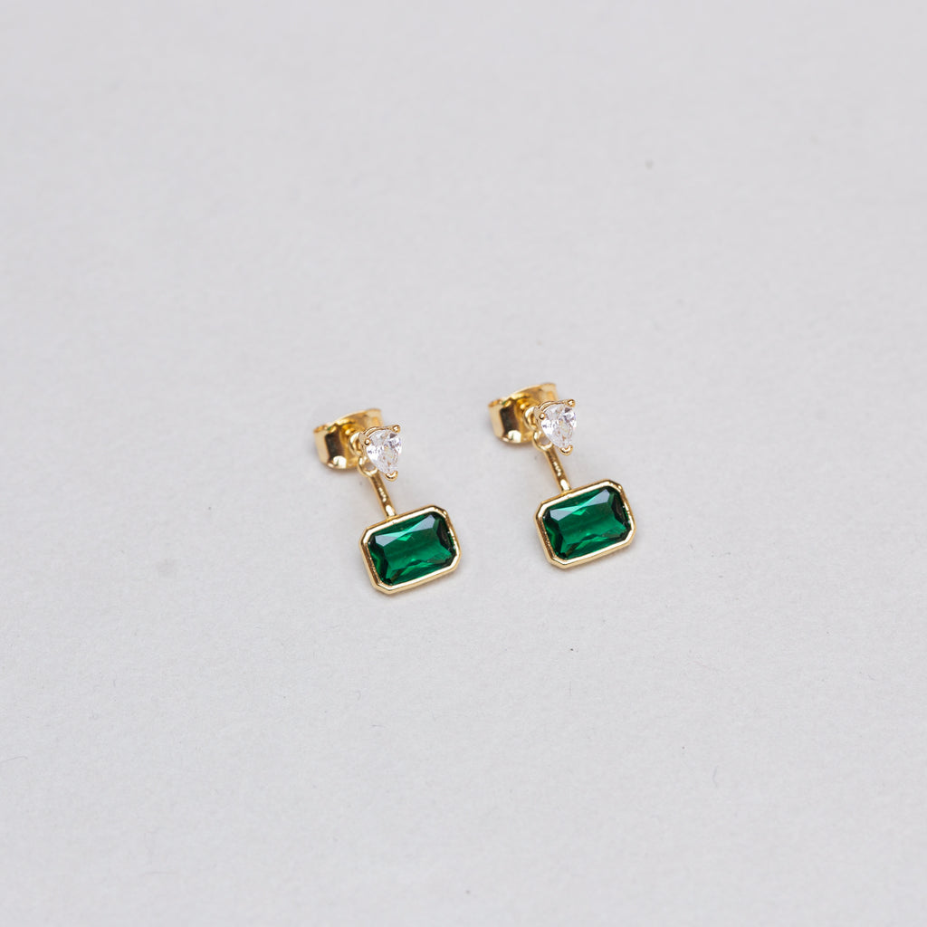 Gold-plated Earrings with Emerald
