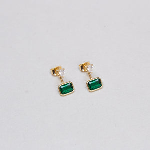 Gold-plated Earrings with Emerald