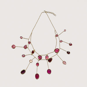 Vintage Pippa Small Waterfall Necklace with Pink/Red Tourmaline