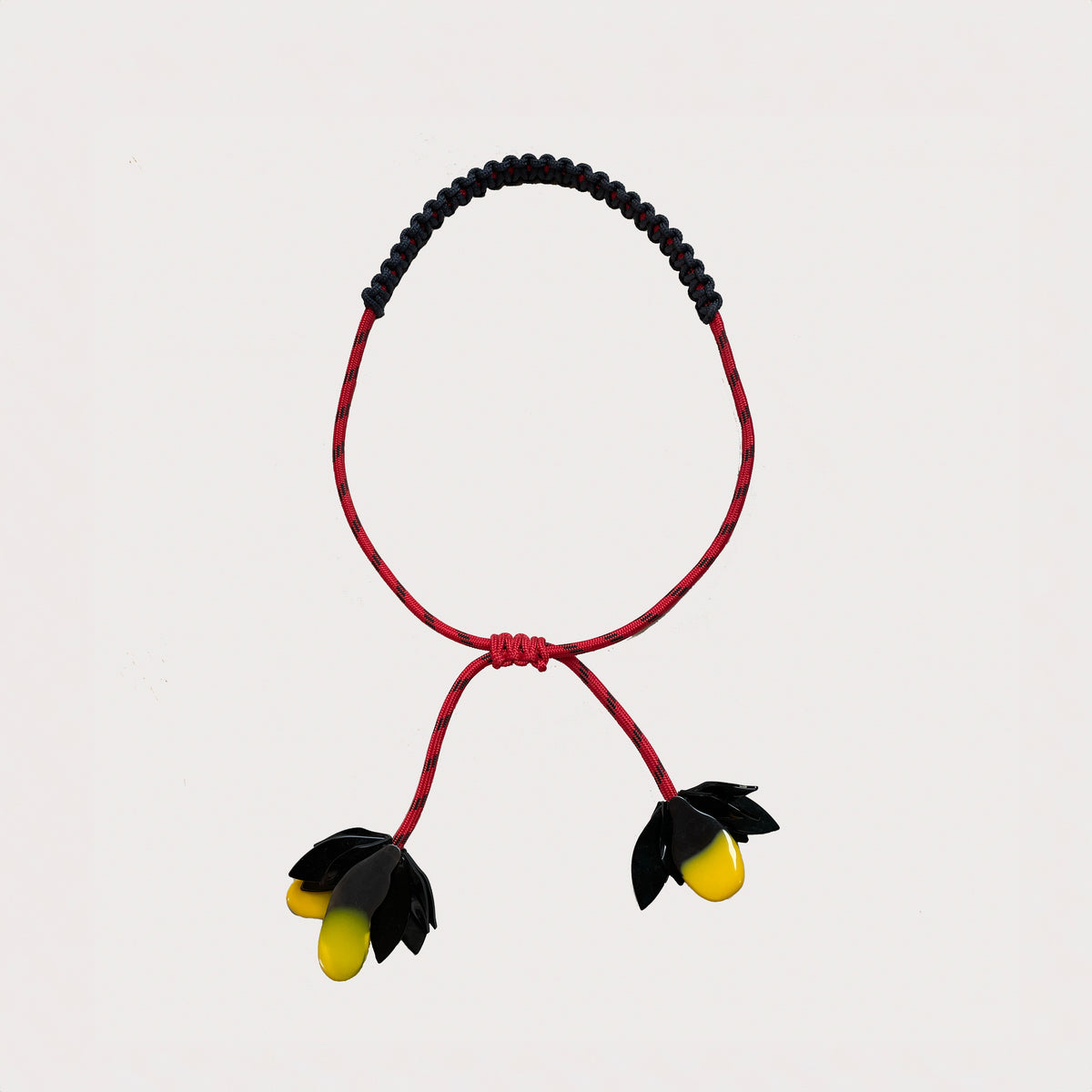 Vintage Marni Black and Yellow Floral Rope Necklace