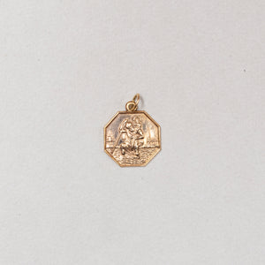 Vintage Octagonal Gold St. Christopher Pendant