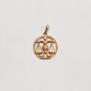 Vintage 9ct Gold Libra Charm Pendant