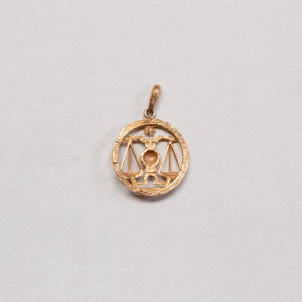Vintage 9ct Gold Libra Charm Pendant
