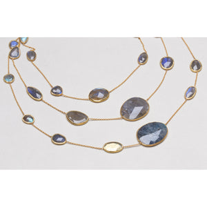 Vintage Pippa Small Triple-Strand Gold Necklace with Labradorite