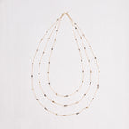 Vintage Triple-Strand Gold Necklace with Beads