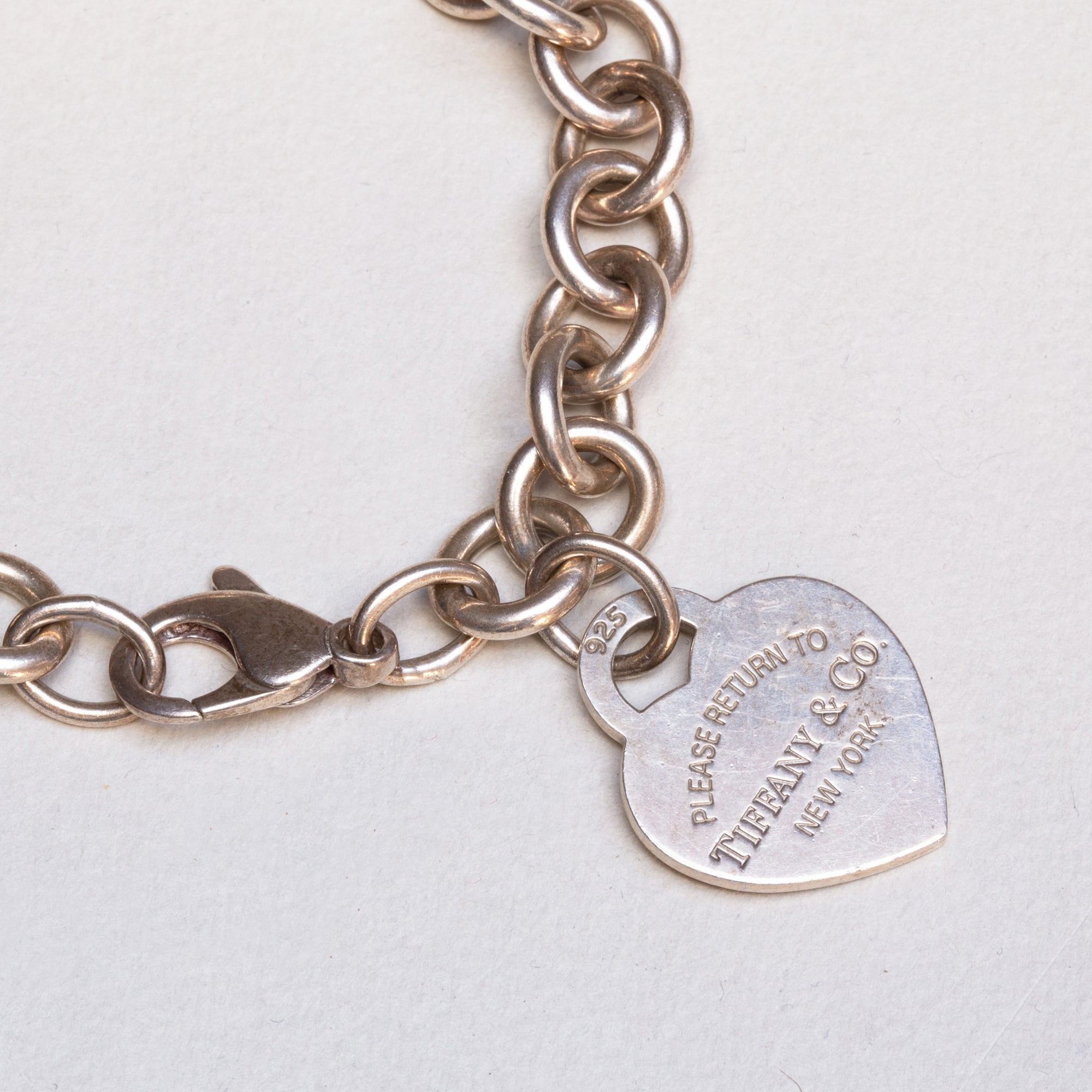 Vintage Tiffany & Co Sterling Silver Heart Pendant Bracelet