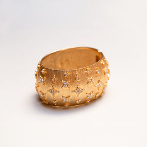 Vintage Textured Gold Star Cuff Bracelet