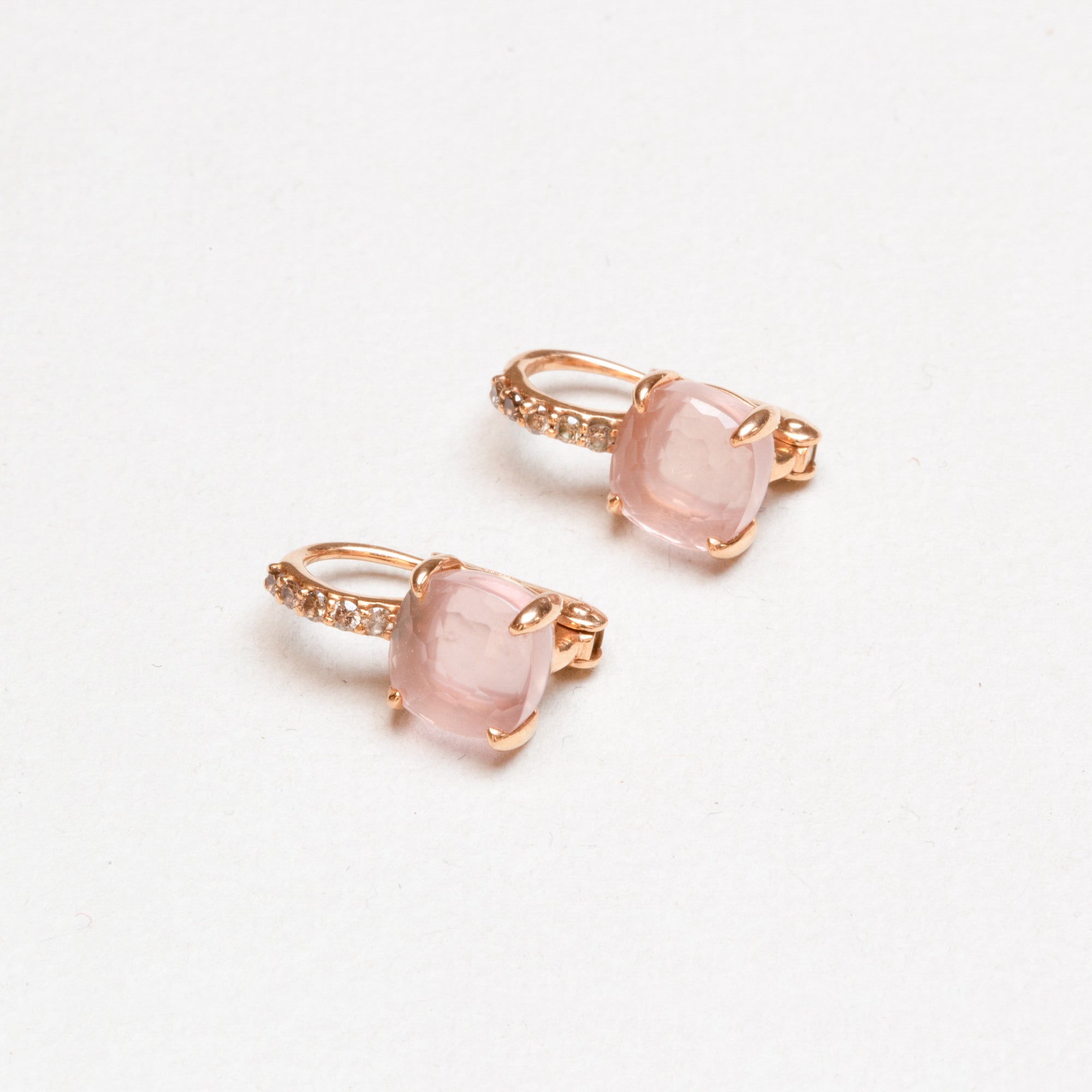 Vintage Gold Diamond Earrings with Pink Tourmaline