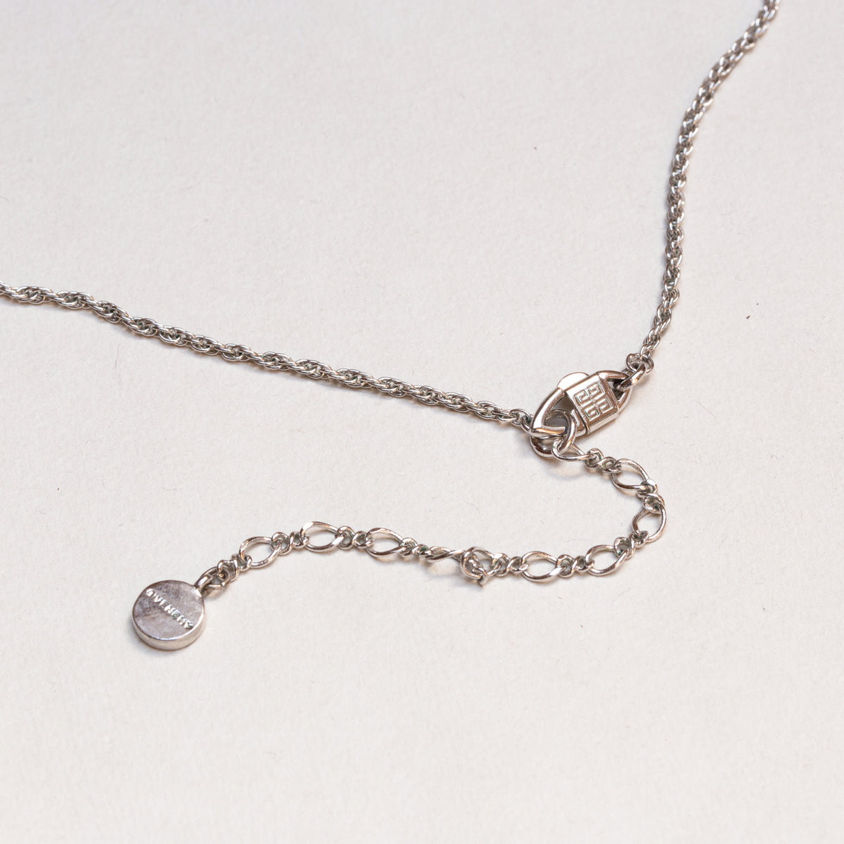 Vintage Givenchy Silver-tone Chain Necklace with Rhinestones