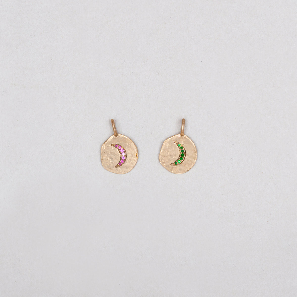 18ct Textured Gold Moon Crescent Pendant Charm
