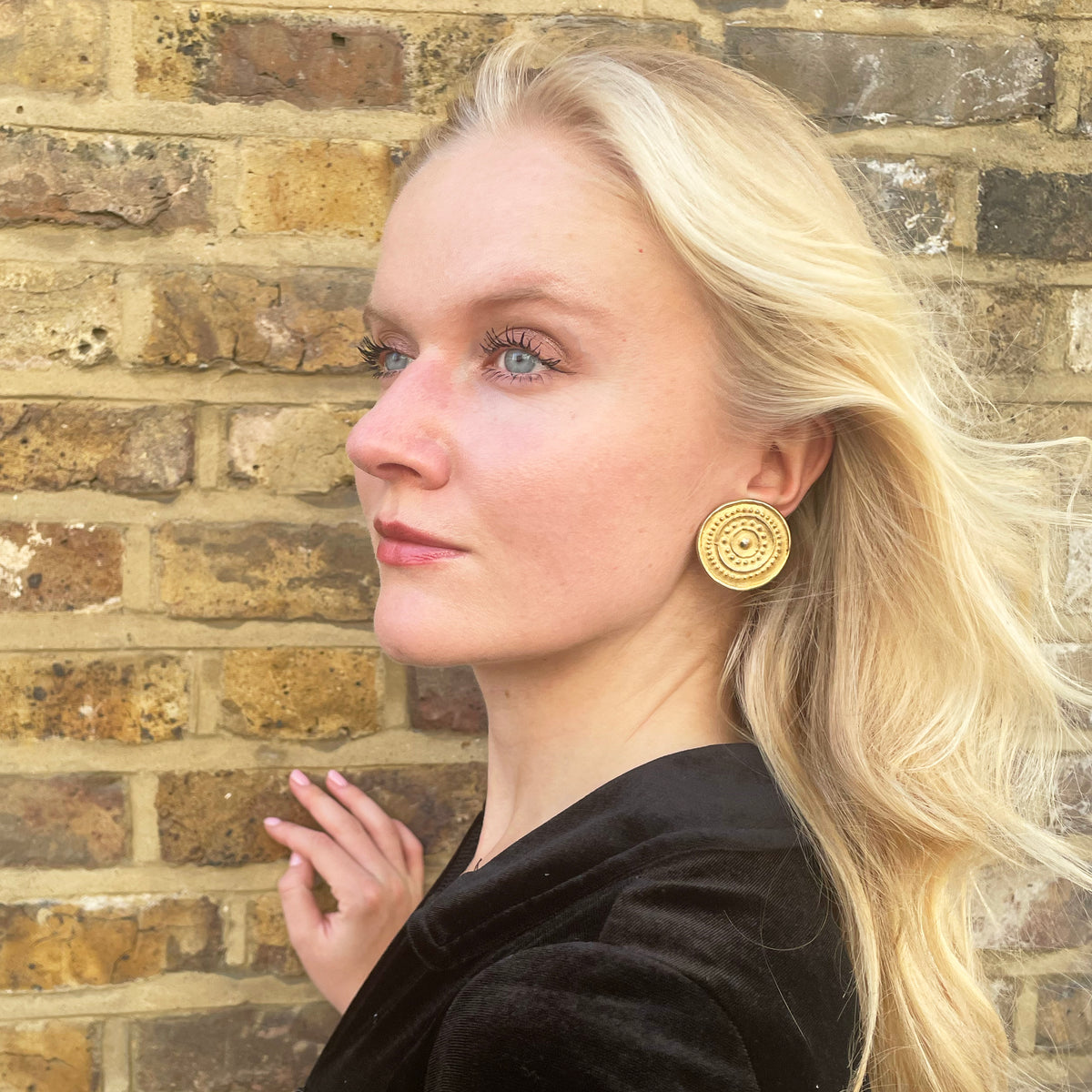 Vintage Givenchy Gold-Tone Textured Disc Clip-on Earrings