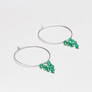 Silver and Gold Filled Hoops with Green Onyx
