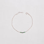 Silver Beads Bracelet with Green and Black Gemstone