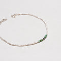 Silver Beads Bracelet with Green and Black Gemstone