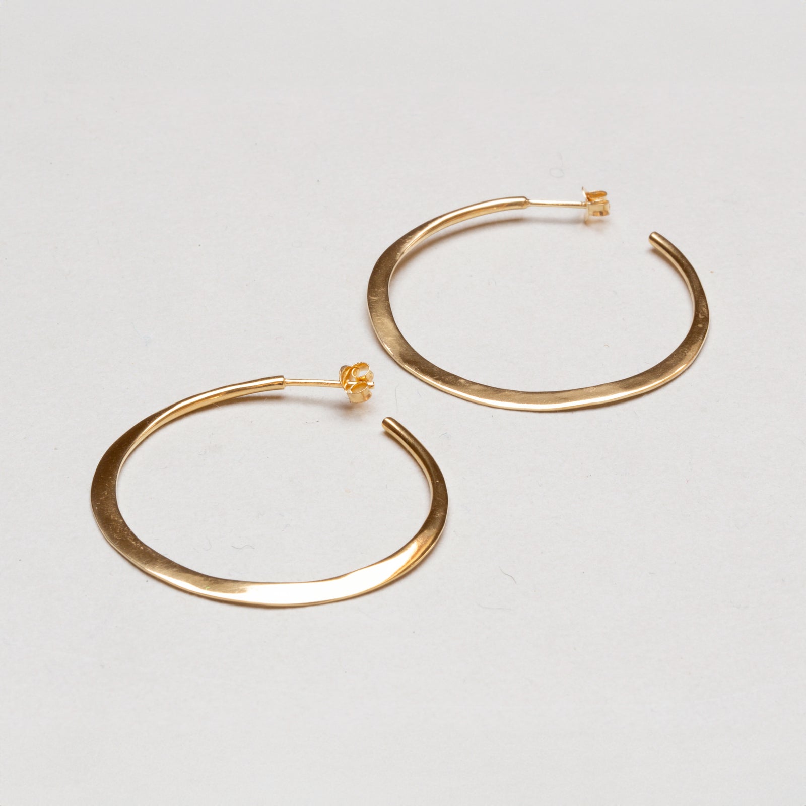 Gold-plated Silver Open Flat Hoop Earrings
