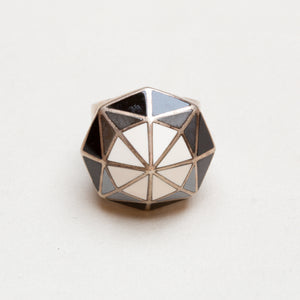 Vintage Sterling Silver Geometric Enamel Ring