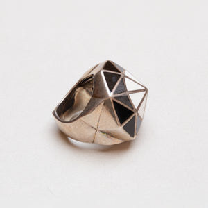 Vintage Sterling Silver Geometric Enamel Ring