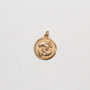 Vintage 9ct Gold Pisces Charm Pendant