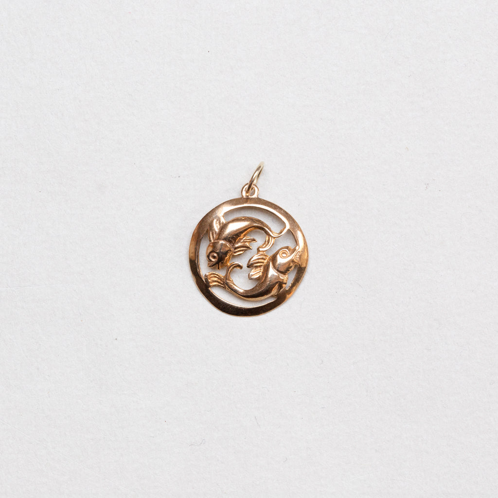 Vintage 9ct Gold Pisces Charm Pendant