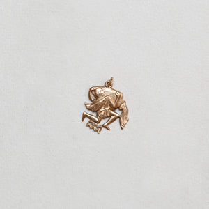 Vintage 9ct Gold Aquarius Charm Pendant