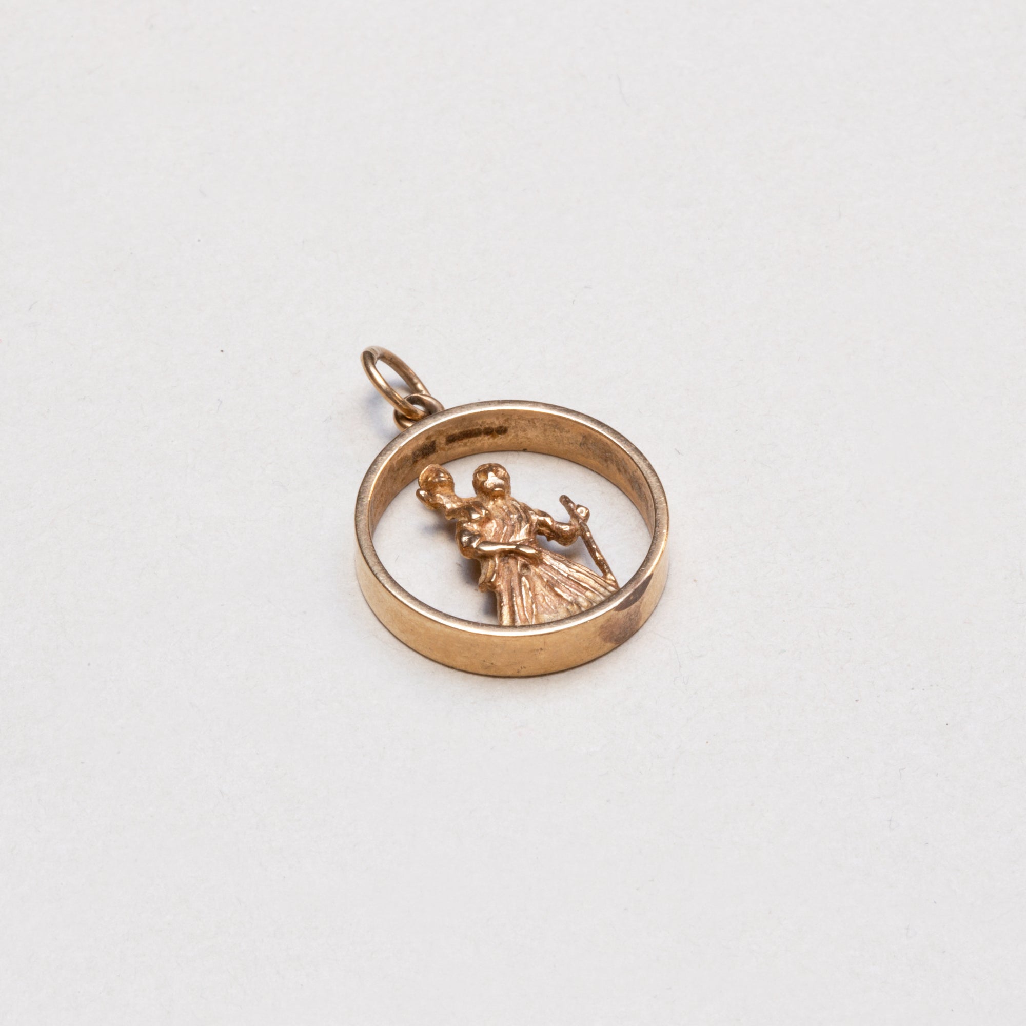 Vintage 9ct Gold St. Christopher Charm Pendant