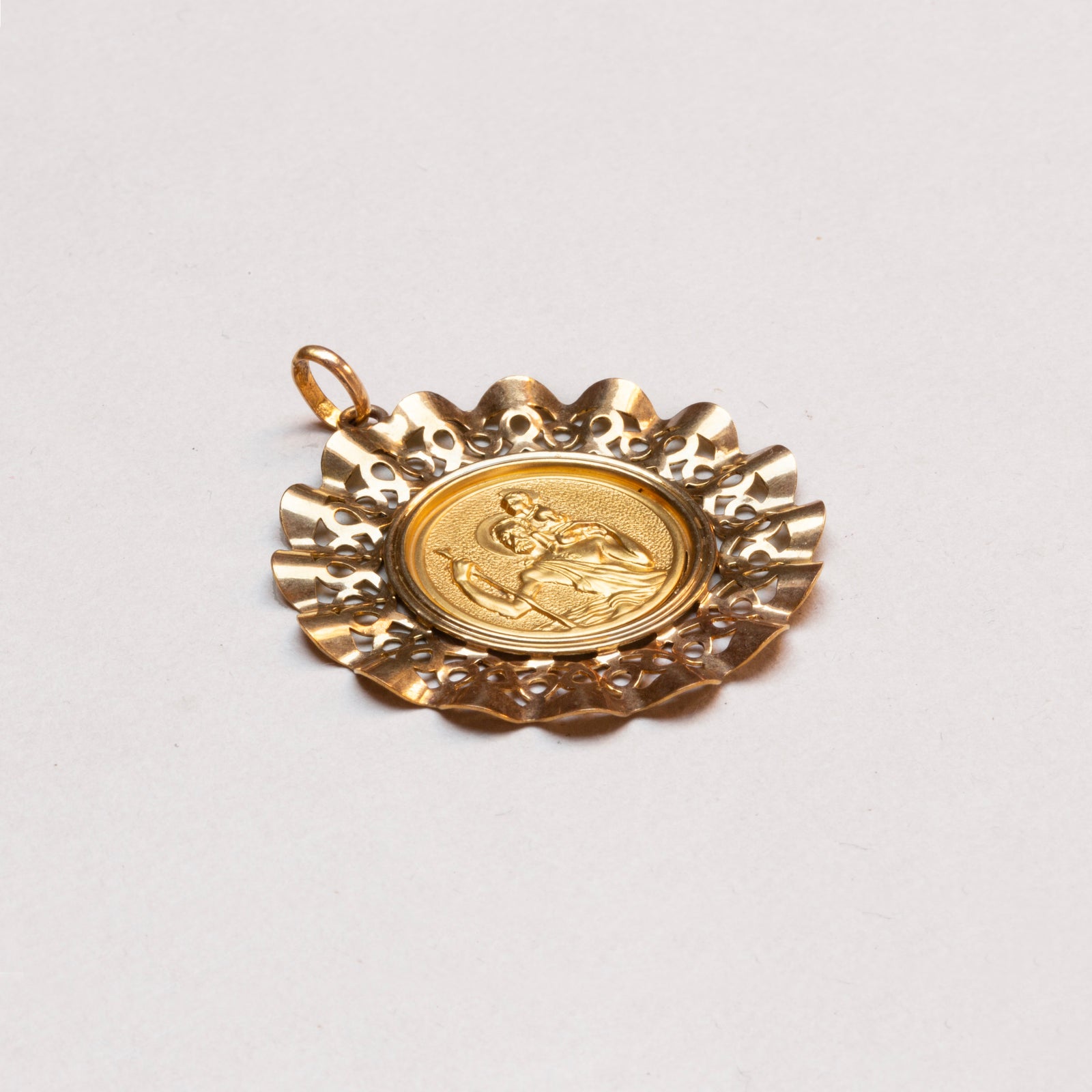 Vintage 9ct Gold Large St. Christopher Charm Pendant