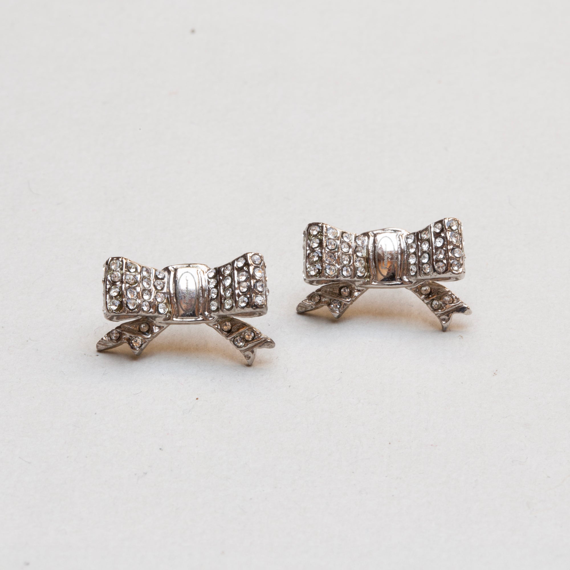 Vintage Ferragamo Bow Ribbon Stud Earrings