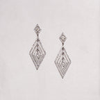 Geometric Diamond Drop Earrings in Silver