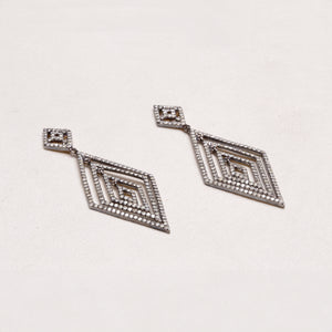 Geometric Diamond Drop Earrings in Silver