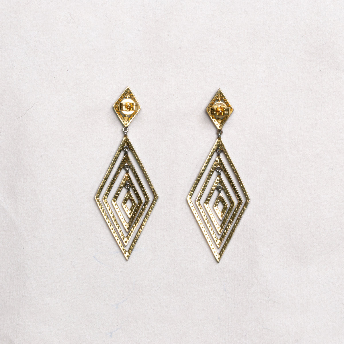 Geometric Diamond Drop Earrings in Silver